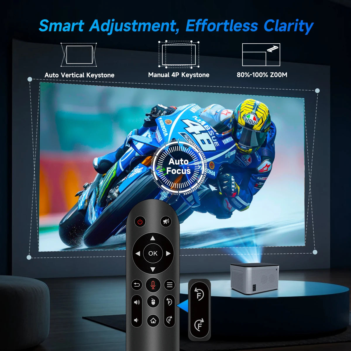 Ultra HD 4K Android 11 Smart Projector - 580 ANSI, 1920x1080P, WiFi 6, BT 5.0, Voice Control for Home Cinema Experience